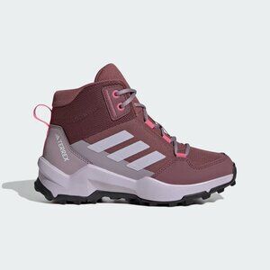 Adidas Kids Size 4 Burgundy Silver Pink Terrex AX4R Mid Top Outdoor Hiking Shoes
